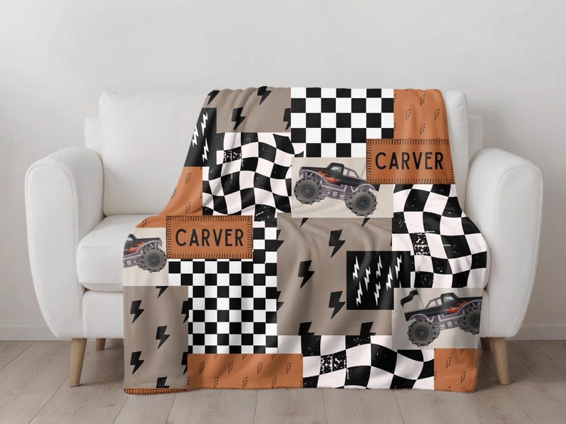 Monster truck blanket custom name blanket personalized monster truck gift idea toddler boy gift. This soft custom bedding features a fun monster truck design with your child’s name for a unique keepsake. Perfect for boys who love trucks, this personalized blanket adds playful style to monster truck room decor while keeping kids cozy. A thoughtful custom gift for birthdays, holidays, or special occasions, this blanket is both practical and exciting for little truck lovers.