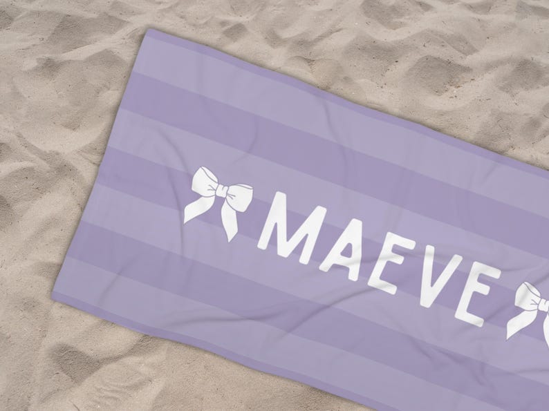 This custom coquette bow beach towel is the perfect blend of style and function for kids and teens. Designed with a personalized name and trendy bow detail, this custom pool towel makes a great vacation towel gift or summer accessory. Soft and absorbent, it’s ideal for beach days, poolside lounging, and travel, making it a fun and unique gift idea for girls!