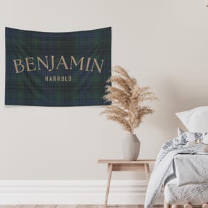 Polo bear name banner featuring a personalized name with a vintage polo teddy design. This preppy bear nursery decor doubles as a plaid name sign and polo bear nursery decor for a classic boy nursery or toddler room. Perfect as a boy name sign and vintage polo teddy nursery baby gift, this custom banner adds timeless charm to baby rooms, preppy nurseries, and traditional nursery decor themes.