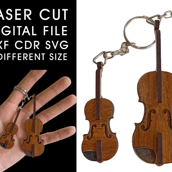 Violin Keychain Digital File, Small Violin Ornament, Mini Violin Cut File, Small Violin Gift, Wooden Volin, Violin Necklace, Violin Earring