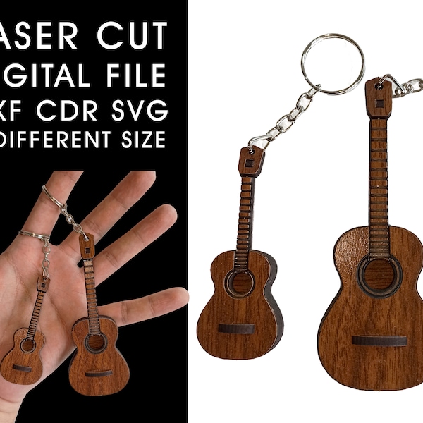 Guitar Keychain Digital File, Small Guitar Ornament, Wooden Ornament Laser Cut, Guitar Handcraft, Guitar Miniature, Laser Cut Digital File