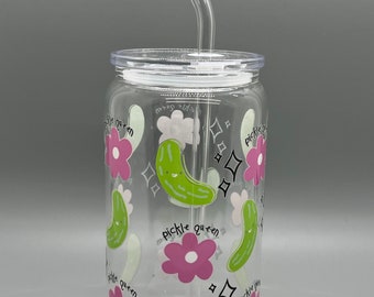 Libbey Glass with Clear Lid and Glass Straw for Coffee, Tea Drinkers