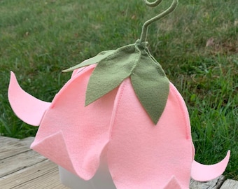 Toddler/Young Children’s flower fairy hat upside down flower light pink felt dress up costume