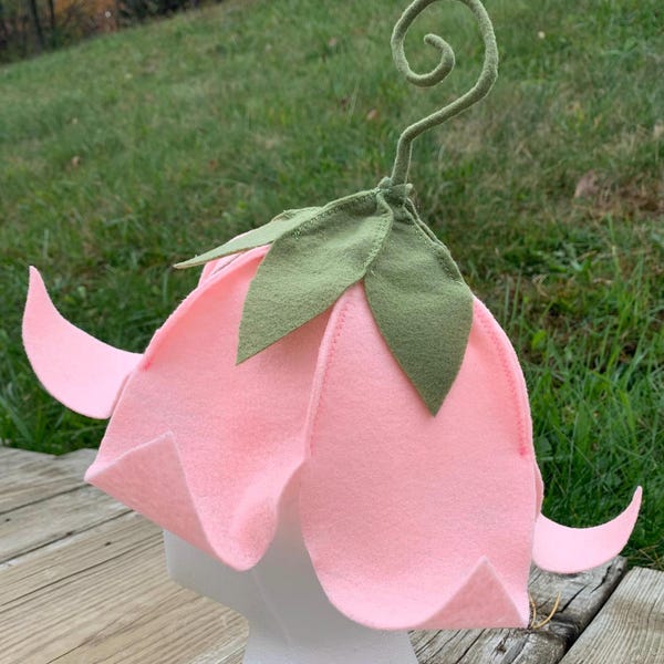 Toddler/Young Children’s flower fairy hat upside down flower pink felt dress up costume