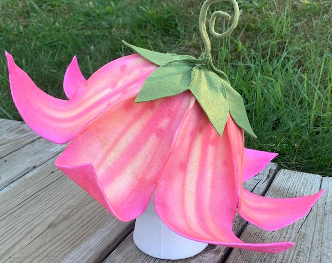 Flower fairy hat pink and yellow lily fairycore fairy costume renaissance faire