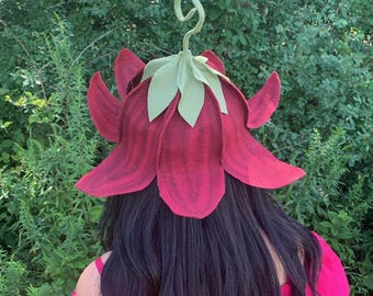 Flower Hat Maroon Felt Fairycore Fairy Costume Renaissance Faire