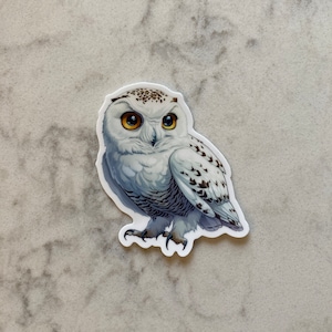 Sticker harfang des neiges • Stickers chouette anime chibi • Sticker chouette hibou mat
