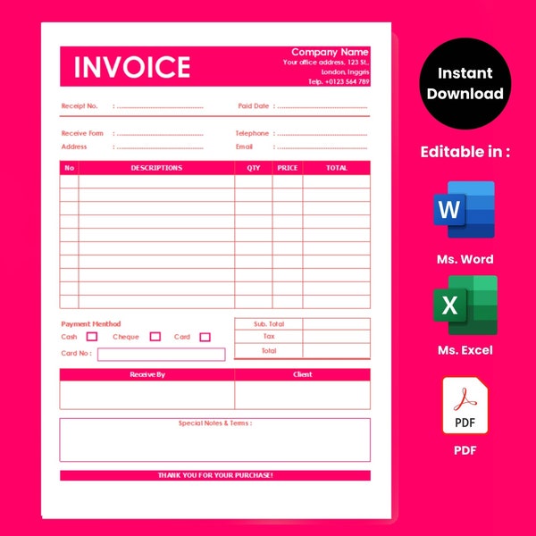 Blank Invoice Template Etsy Blank Invoice Template Etsy