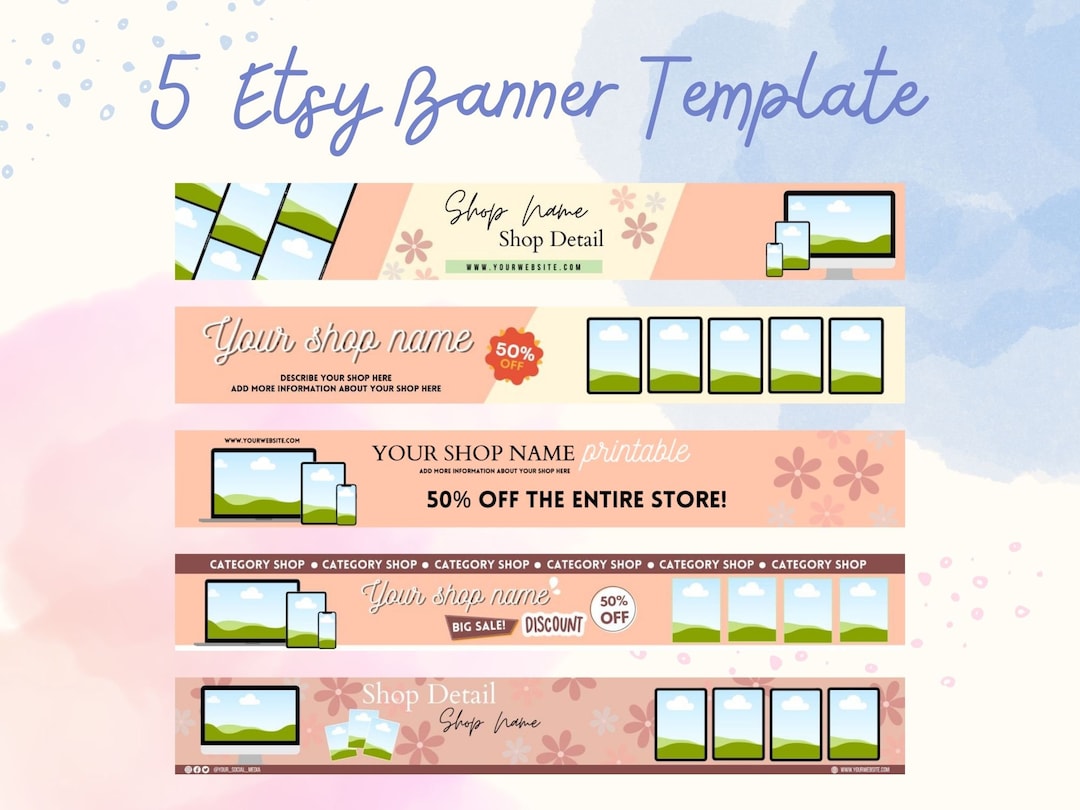 Etsy Shop Banner Template Canva Editable Editable Canva Etsy