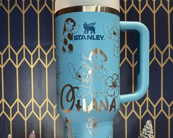 Vaso grabado con láser Lilo y Stitch - Copa aislada Tropical Vibes - Regalo de fans de Disney