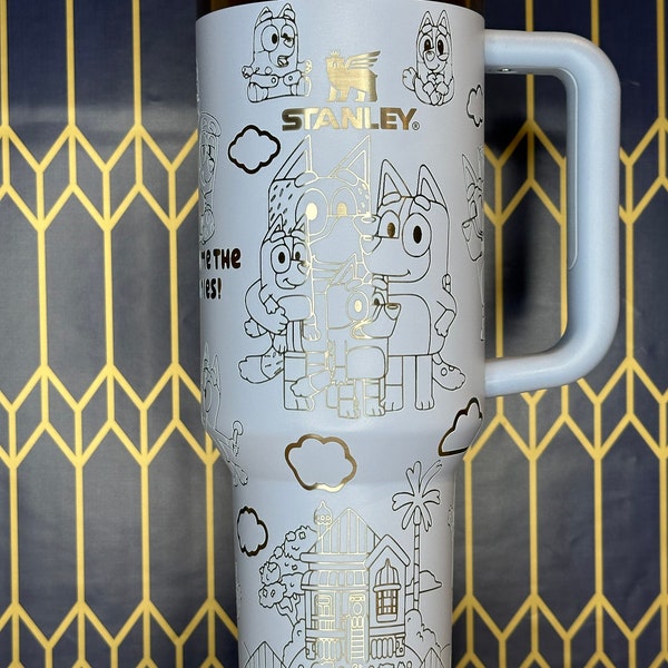 Personalized Bluey Laser Engraved Tumbler - Ideal for Bluey Loving Kids & Parents!