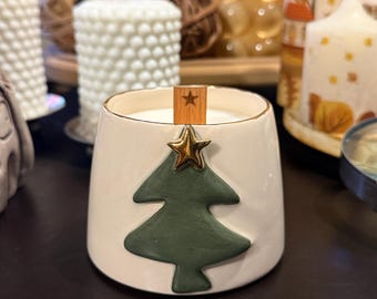 Christmas Tree Mug Candle | Handmade Soy Wax, Winter Spice Scent