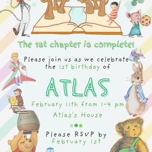 Children's Book Birthday Invitation: Editable Rainbow Template (digital ...
