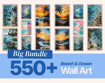 Beach Ocean Wand Kunst Druck Set, Küsten Dekoration (Digitaler Download)