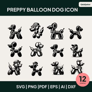 Preppy Balloon Dog SVG, Coquette Balloon Animal Cut File, Pink Puppy, Girly Dog Clipart, Iridescent Design, Preppy Aesthetic SVG, Aesthetic