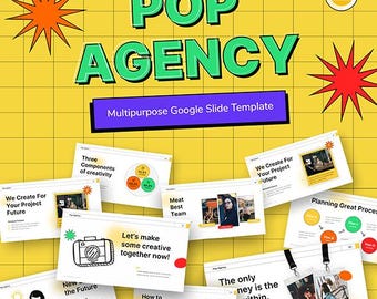 Pop Agency PowerPoint Template, Creative Pitch Deck Design (Light & Dark Versions) , Visual Communication