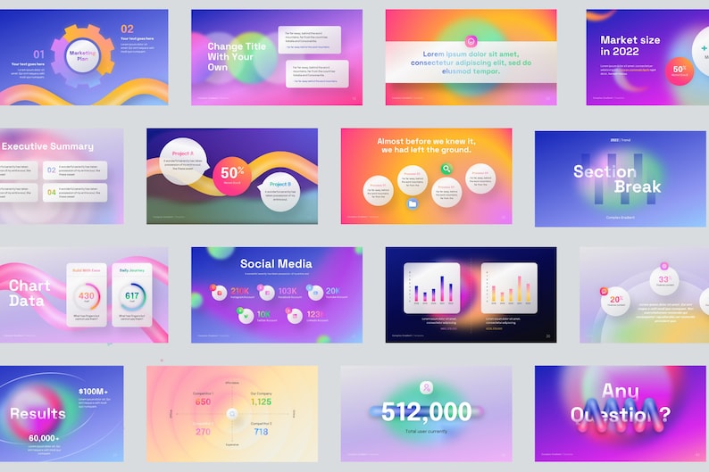 PowerPoint Template, Modern Gradient Presentation Design, Pitch Deck | Visual Communication | Creative Slides | Professional Template image 5