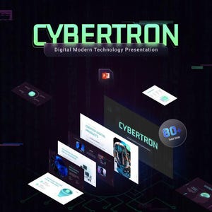 CybertronTech futuristisch Sjablonen PowerPoint presentatie, AI Business Pitch Deck (bewerkbaar)