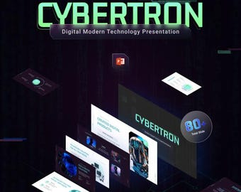 CybertronTech Futuristic PowerPoint Template, AI Business Pitch Deck (Editable)