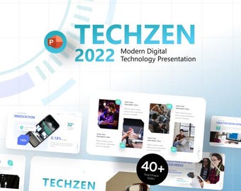 Techzen technology powerpoint template, IT presentation, business tech presentation, Visual communication, Creative design
