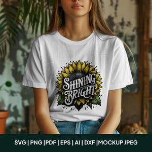 Girassol SVG brilhando intensamente, clipart floral Boho para Cricut, camisetas de sublimação, copos e presentes, presente para ela e para a mãe