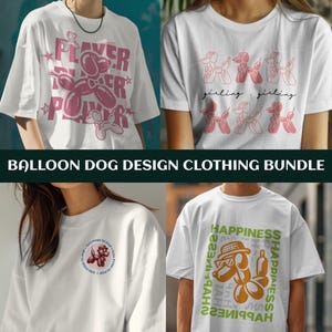Balloon Dog SVG PNG Bundle, Preppy Coquette Clipart for Cricut, Cute Dog Design for Shirts, Mugs, Sublimation Crafts, Stickers, DIY Crafts,