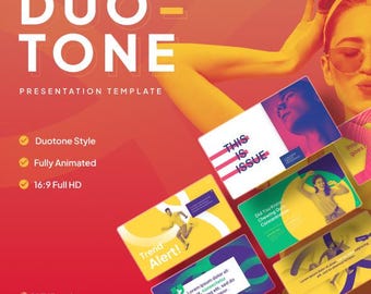 Duotone Presentation Template | Modern PowerPoint Slides | Business Pitch Deck | Minimal Design