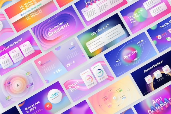 PowerPoint Template, Modern Gradient Presentation Design, Pitch Deck | Visual Communication | Creative Slides | Professional Template