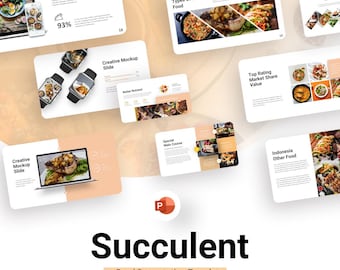 Succulent Food Presentation PowerPoint Template, Editable Menu Design