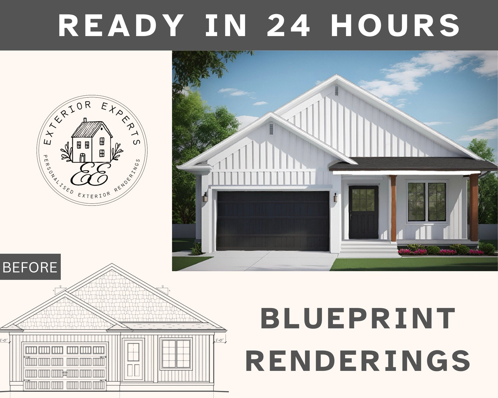 Blueprint Rendering, Exterior House Rendering, Digital Visualization ...