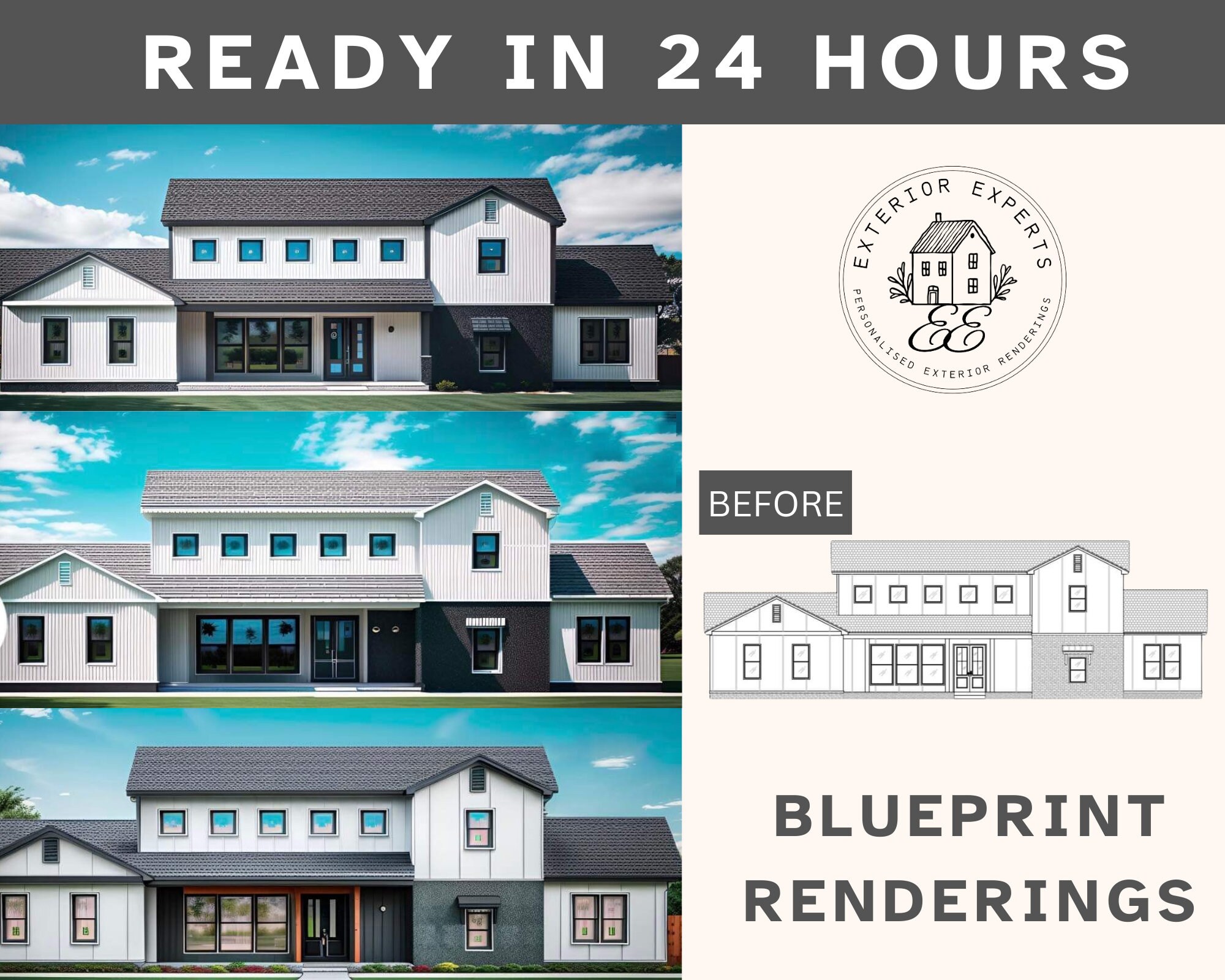 Blueprint Rendering, Exterior House Rendering, Digital Visualization ...