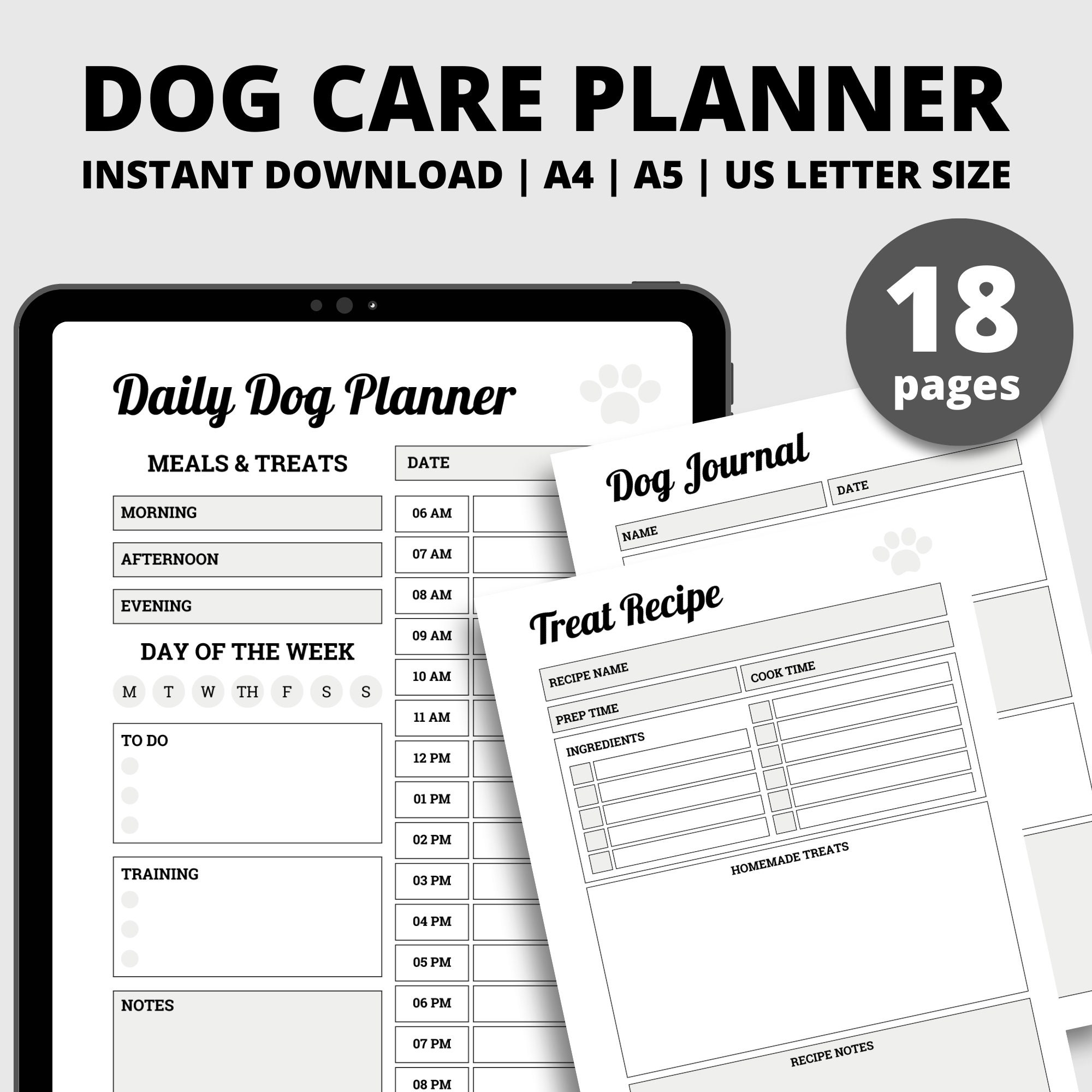 Dog Care Planner Printable, Puppy Planner, Dog Walking, Pet Sitter ...