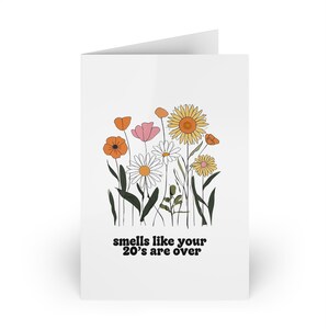 Cartes de voeux d'anniversaire avec fleurs fantaisistes, Cartes d'étapes marquantes amusantes, Notes de célébration pour un 30e anniversaire, Design floral, Cadeau unique