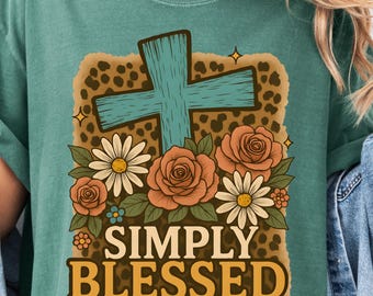Simply Blessed PNG | Inspirational Quote PNG for Sublimation | Faith Christian Clipart | Rustic Farmhouse PNG | Thanksgiving png | Faith png