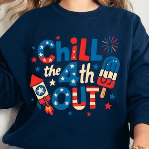 Chill the Fourth Out png, Quatro de Julho png, Humor de 4 de Julho png, Vibrações retrô dos EUA no Dia da Independência png, Sublimação de PNG de verão, 4 de julho
