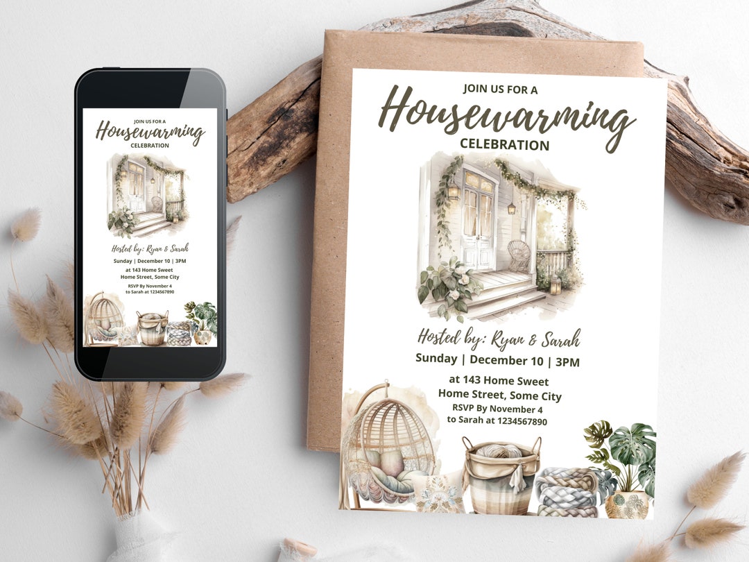 Housewarming, Editable Invitation, Invitation Template, Minimalist ...