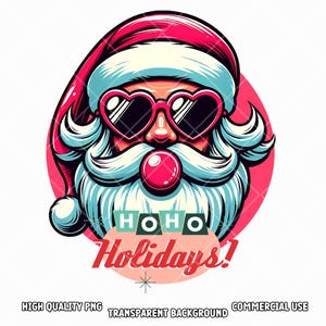 Retro Santa Christmas Blowing Bubble PNG, Vintage Merry Christmas PNG, Funny Santa With Sunglasses Xmas Holiday Sublimation Digital Download