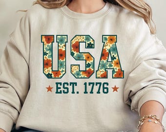 Floral USA Png, Retro America Png, 4th Of July PNG, 4th Of July Sublimation Design, America Coquette Png, Patriotic Png, Girly png