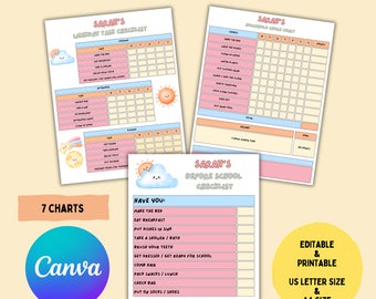 Kids Chore Chart, Reward Chart, Daily Checklist, Editable Chore Chart, Printable Reward Chart, Colorful Chore Chart, Kids Reward Chart
