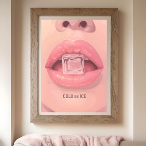 Arte de pared de labios de moda, póster preppy, decoración de apartamento universitario, impresión digital de arte de pared en acuarela, decoración de pared digital para habitación, arte de pared femenino