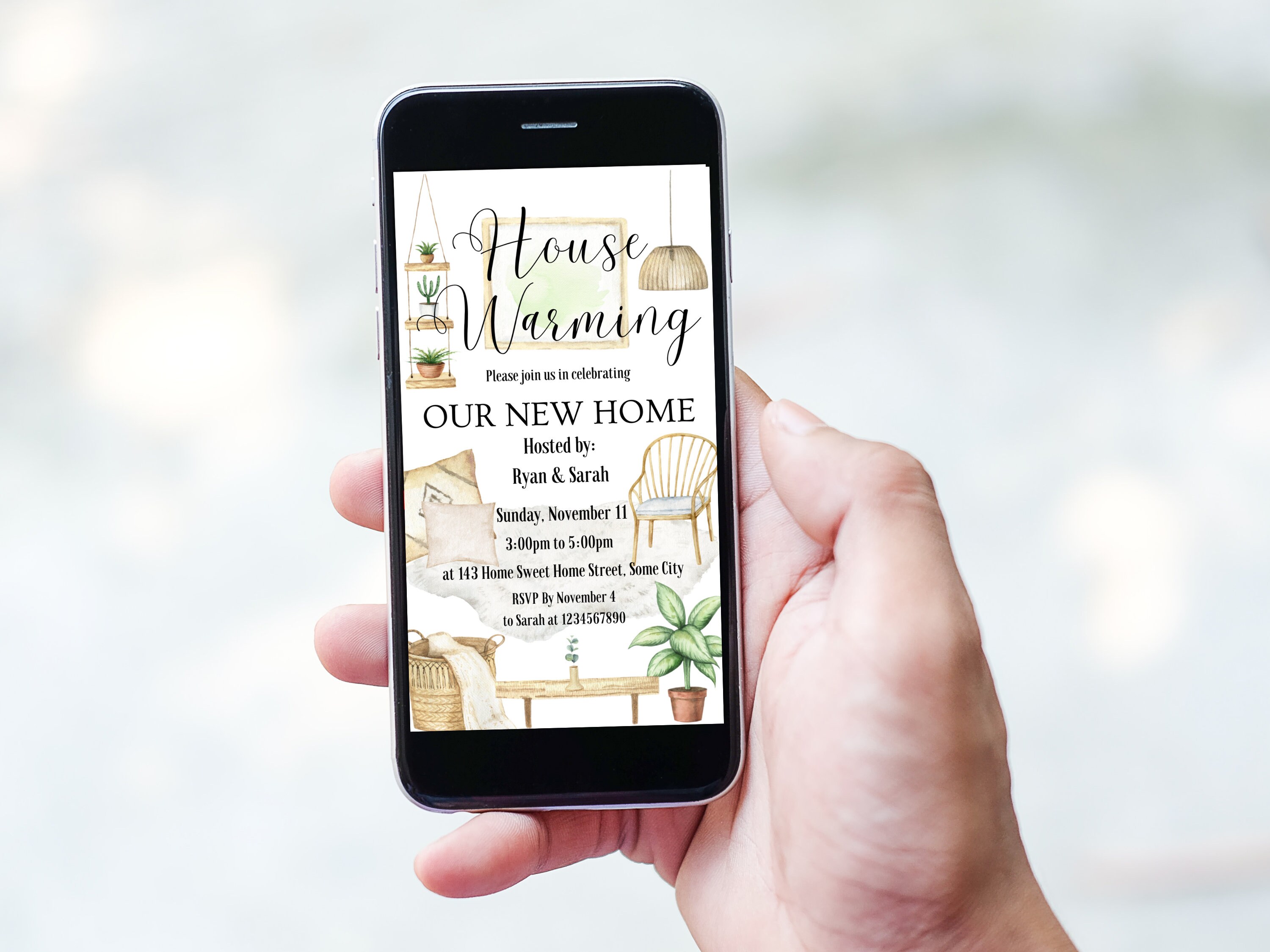 Housewarming, Canva Template, Invitation Template, Minimalist ...