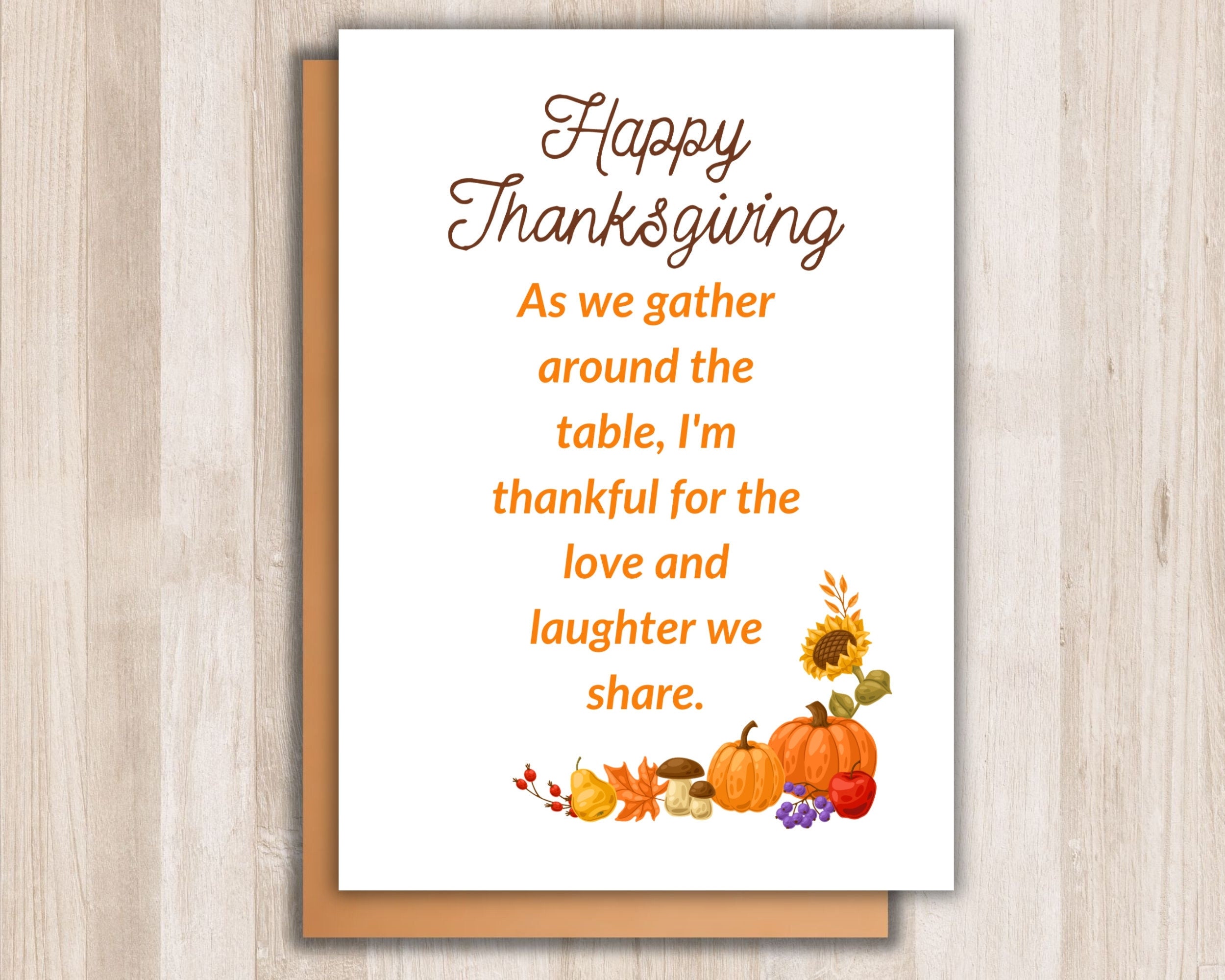 Printable Card, 5x7 Card, Thanksgiving Card, Fall Card, Happy ...