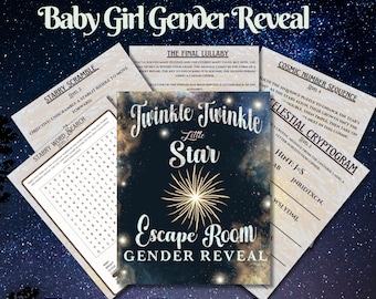 Juego de escape room Twinkle Star para revelar el género: Edición niña (set imprimible)