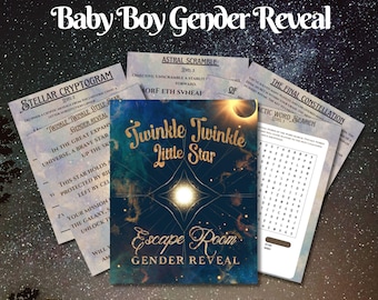 Escape Room para revelar el género de Twinkle Twinkle Little Star: Edición para bebé niño (set imprimible)