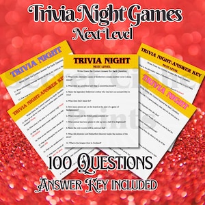 100 Random Trivia Questions Printable PDF | Trivia Night Game for Adults & Teens | Party Game | Game Night Activity | With Answer Key