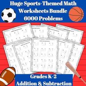 Engaging Math Worksheets for Grades K-2: Sports-themed Addition and Subtraction Practice | Printable PDF for Classroom & Homeschool Learning