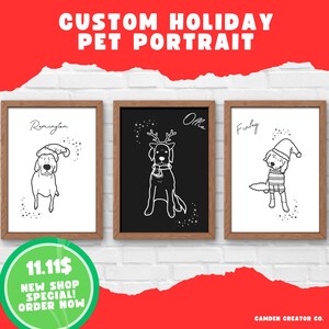 Custom Christmas Badly Drawn Pet Portrait, Digital Printable Dog Portrait, Dog Lover Gift, Personalized Dog Portrait, Unique Pet Poster