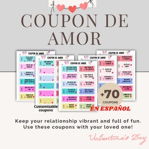 More than 70 Printable Love Coupons in Spanish <3 | Cupon de Amor | Valentine's Day | Love Keep your relationship vibrant and full of fun <3