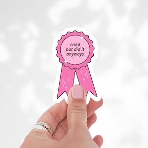 Cried But Did It Anyway Sticker, Motivational Vinyl Decal (Waterproof)