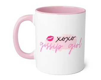 Gossip Girl Mug, XOXO Gossip Girl, TV Shows Mug, Pink and Red Mug, Accent Coffee Mug